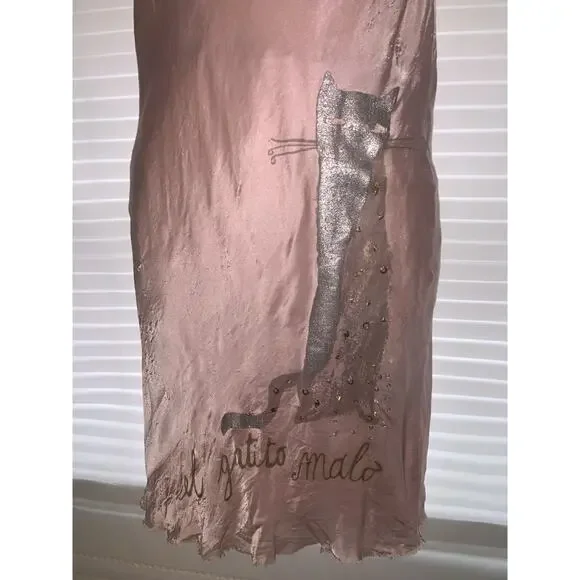 We Are Replay Uniform 4 angels Pink Y2k Silk Slip Dress Cat Open Back Sz Small - Picture 2 of 13